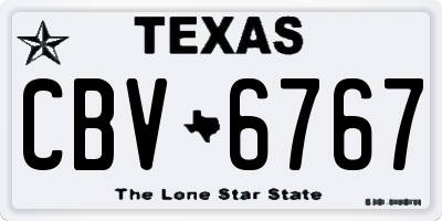 TX license plate CBV6767