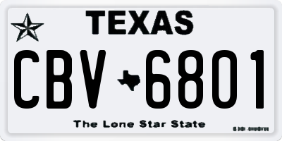 TX license plate CBV6801