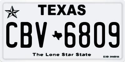 TX license plate CBV6809