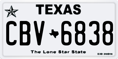 TX license plate CBV6838