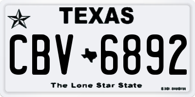 TX license plate CBV6892