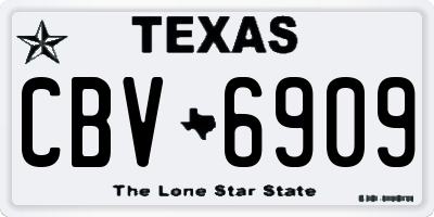 TX license plate CBV6909