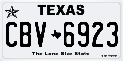 TX license plate CBV6923