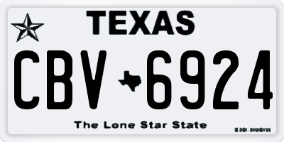 TX license plate CBV6924