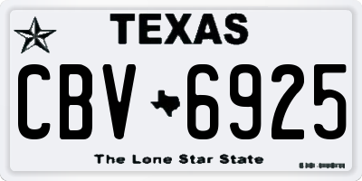 TX license plate CBV6925