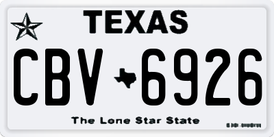 TX license plate CBV6926