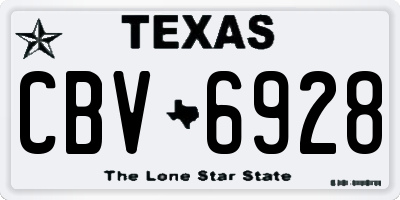 TX license plate CBV6928