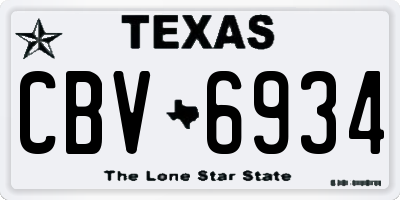 TX license plate CBV6934