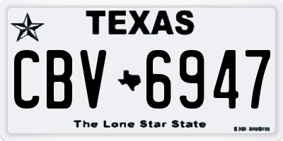 TX license plate CBV6947