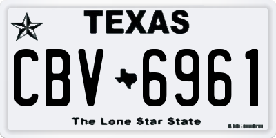 TX license plate CBV6961