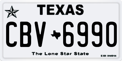 TX license plate CBV6990