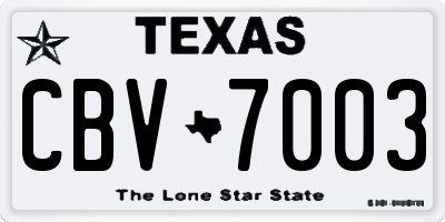 TX license plate CBV7003