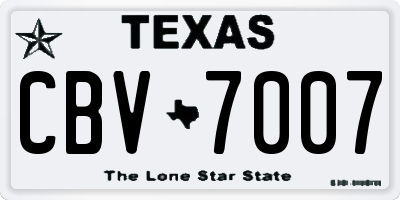 TX license plate CBV7007