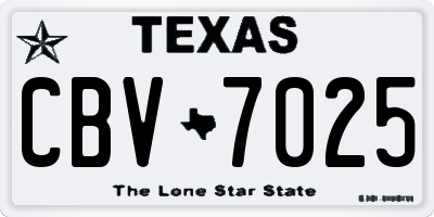 TX license plate CBV7025
