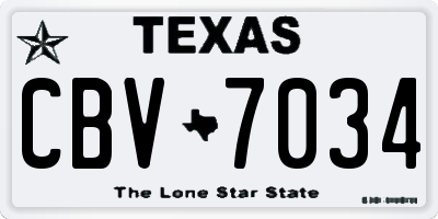 TX license plate CBV7034