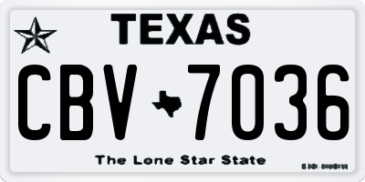 TX license plate CBV7036