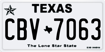 TX license plate CBV7063