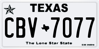 TX license plate CBV7077