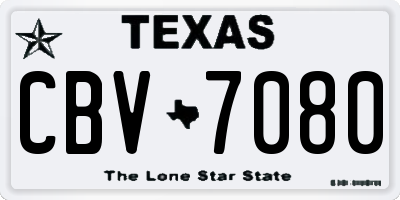 TX license plate CBV7080