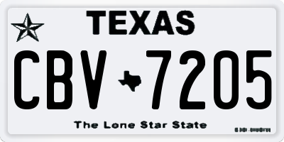 TX license plate CBV7205