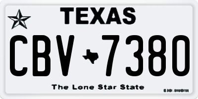 TX license plate CBV7380