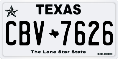 TX license plate CBV7626