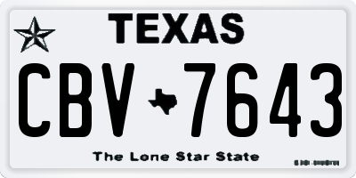 TX license plate CBV7643