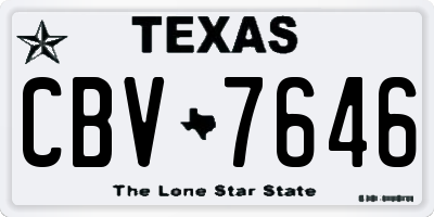 TX license plate CBV7646