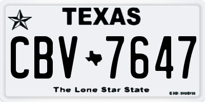 TX license plate CBV7647