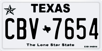 TX license plate CBV7654