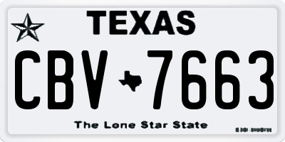 TX license plate CBV7663