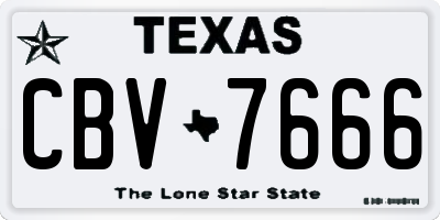 TX license plate CBV7666