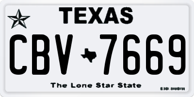 TX license plate CBV7669