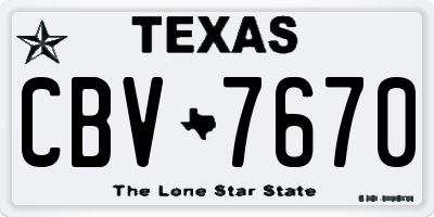 TX license plate CBV7670