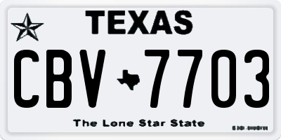 TX license plate CBV7703