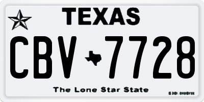 TX license plate CBV7728
