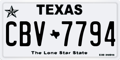 TX license plate CBV7794
