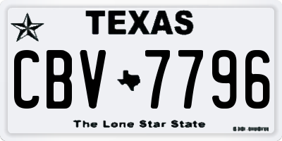 TX license plate CBV7796