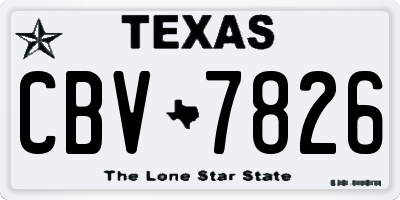 TX license plate CBV7826