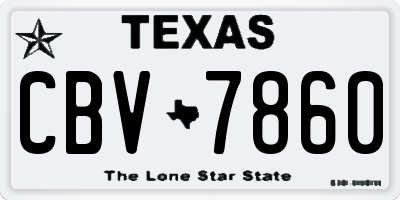 TX license plate CBV7860