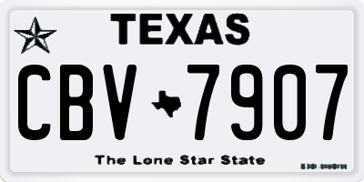 TX license plate CBV7907