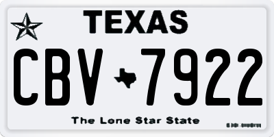 TX license plate CBV7922