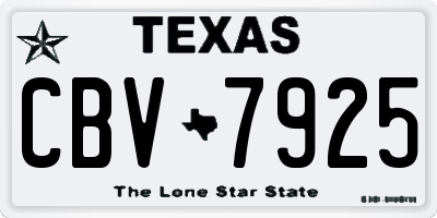 TX license plate CBV7925