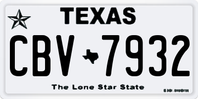 TX license plate CBV7932