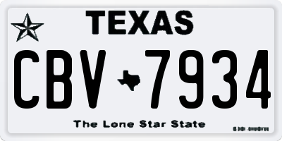 TX license plate CBV7934