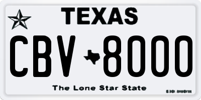 TX license plate CBV8000