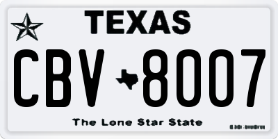 TX license plate CBV8007
