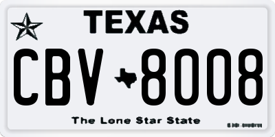 TX license plate CBV8008
