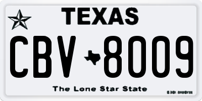 TX license plate CBV8009