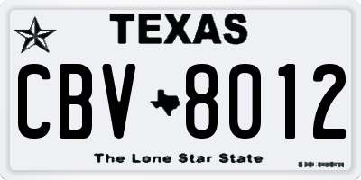 TX license plate CBV8012